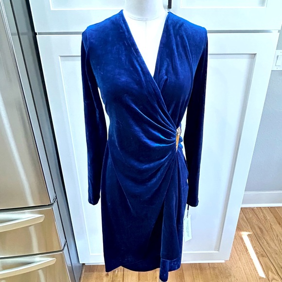 Calvin Klein Dresses & Skirts - NWT Calvin Klein Electric Blue Long Sleeve Wrap Inspired Design